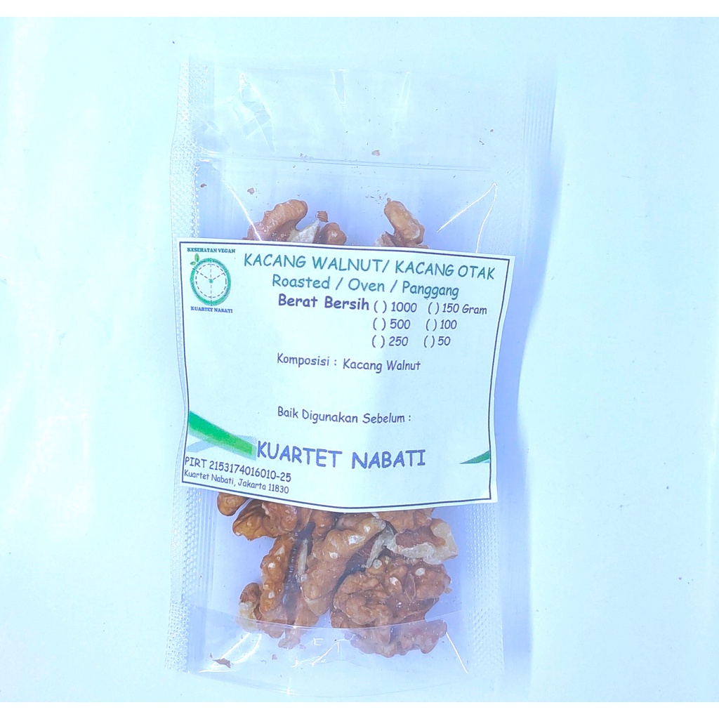 

50gr Kuartet Nabati Roasted Walnut Extra Light - Kacang Otak Premium - Oven – Matang Varian Rasa Original/ Asin/ Aktivasi