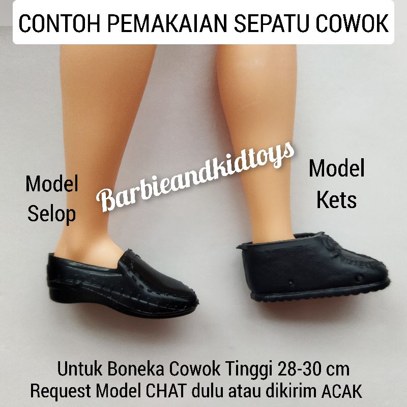 Sepatu Boneka Cowok Warna Hitam Sepasang - Mainan Sepatu Boneka Ken Murah