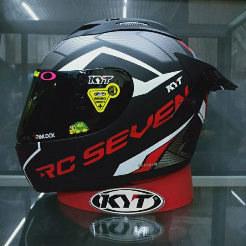 KYT HELM RC7 #18 HELM FULL FACE | MATT BLACK RED DOFF | PAKET GANTENG 100%ORGINAL