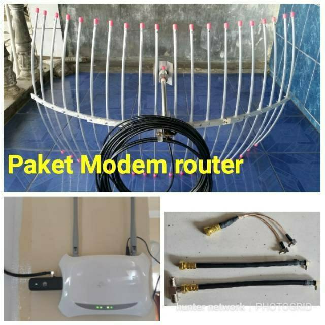 Paket Modem Router Antena Yagi Grid 3G/4G tplink MR3420 + Huawei E3372 mod