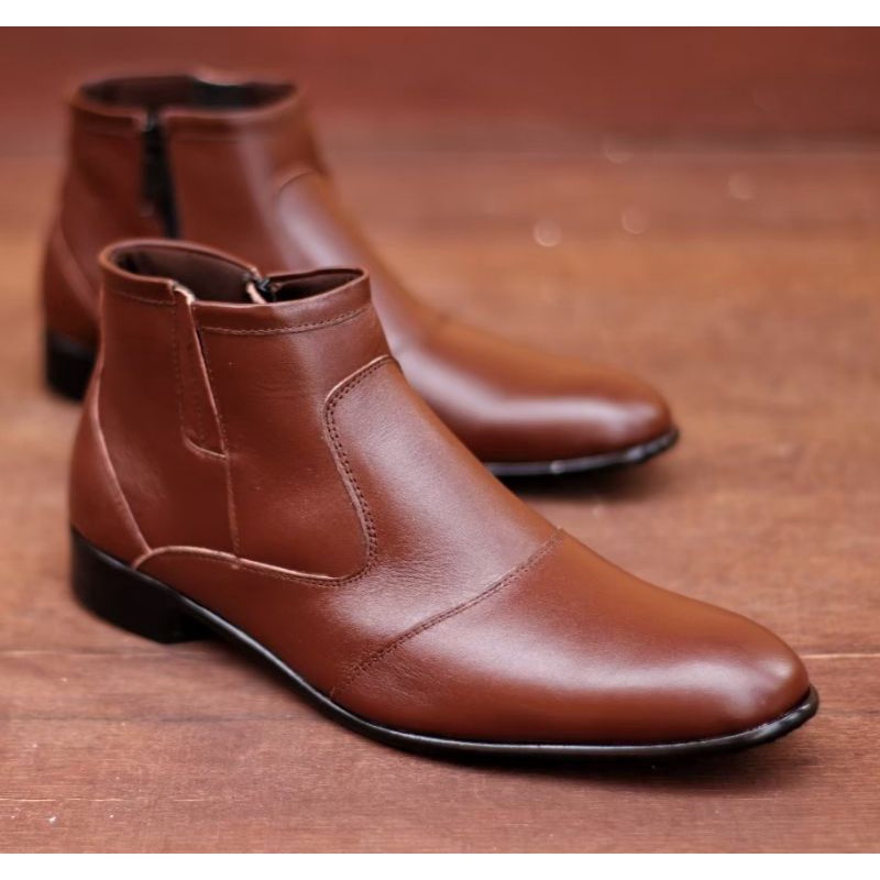 WOLF x FOX Sepatu Pantofel Cevany boots zipper resleting Original formal kerja kantor kulit asli