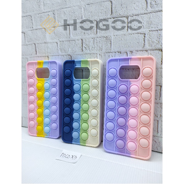 HOGOO CASE POP IT SILICONE SAMSUNG FOR A32 4G A32 5G A03S A7 2018 A6 PLUS A71 4G - CASE PENGHILANG STRESS PUSH IT BUBBLE CASE RAINBOW