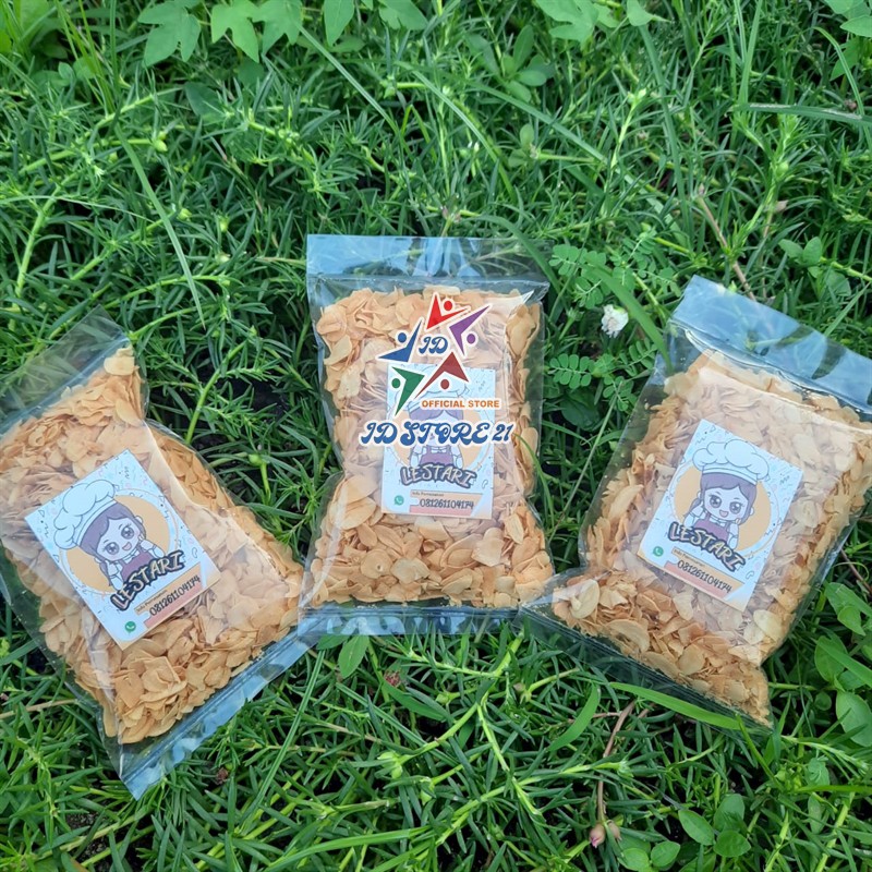 BAWANG PUTIH GORENG LESTARI 250 GRAM TANPA CAMPUR TEPUNG ASLI