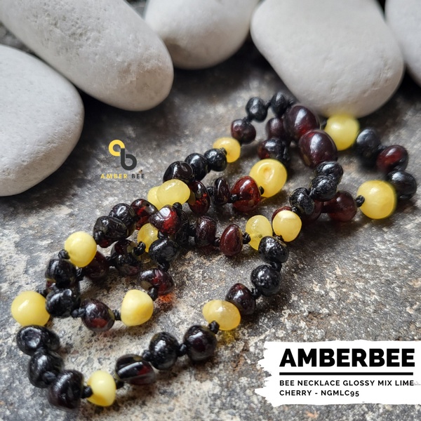 Kalung Amber Anak Premium Mix Cherry Lemon by Amber Bee NGMLC95