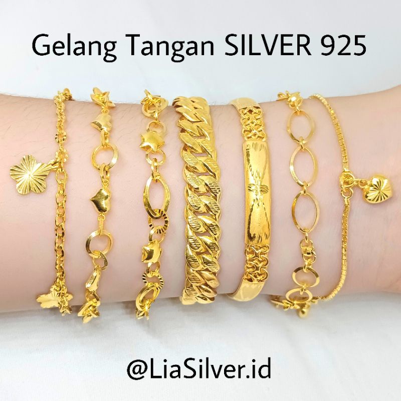 Gelang Tangan Rantai SILVER 925 / Perak Lapis Emas Kuning