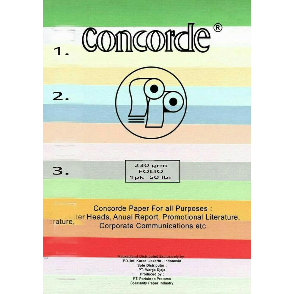 

100 lembar / Kertas Concorde Tebal 220 grm Folio
