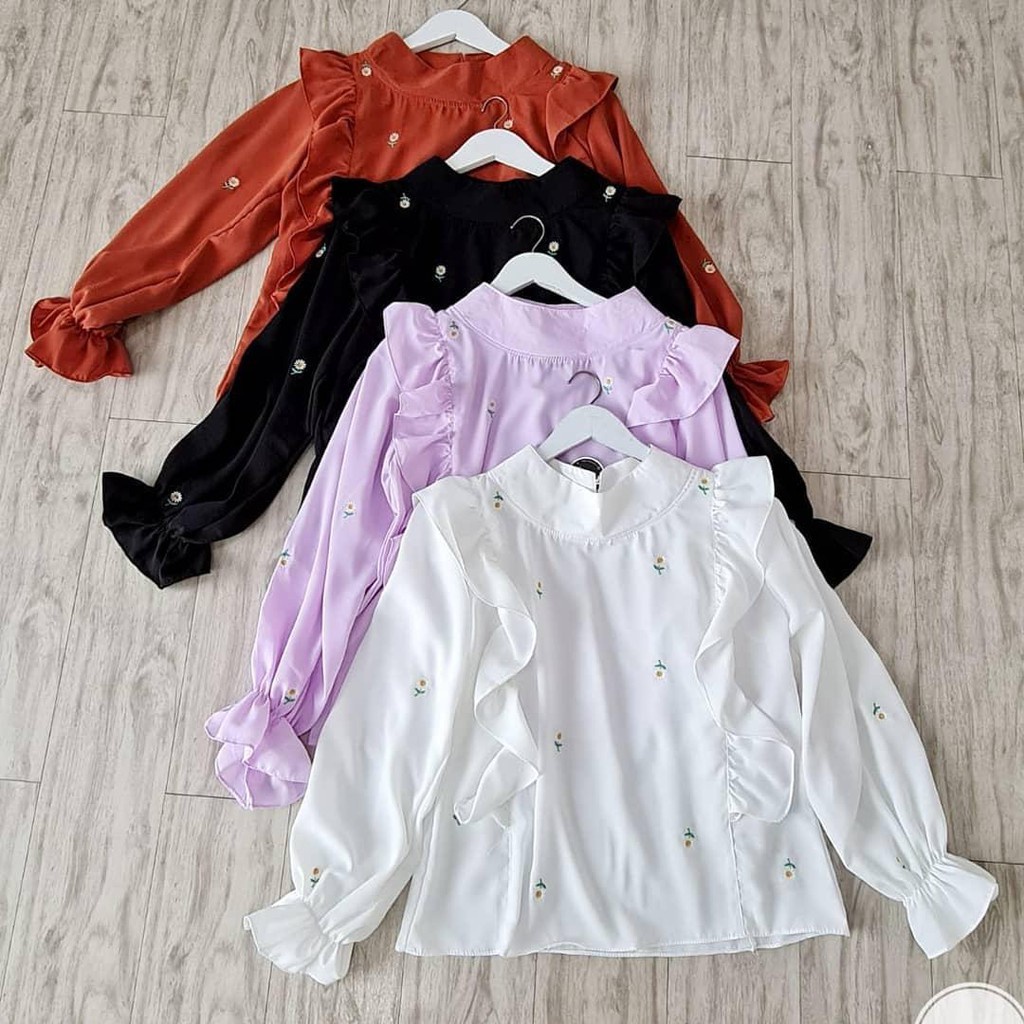 BEFAST - ZEC OOTD Wanita Blouse SWAN / Ezra Daisy Blouse / Blouse Wanita / Blouse Lengan Panjang / Blouse Kekinian 2021 / Blouse Lengan Karet / Blouse Formal