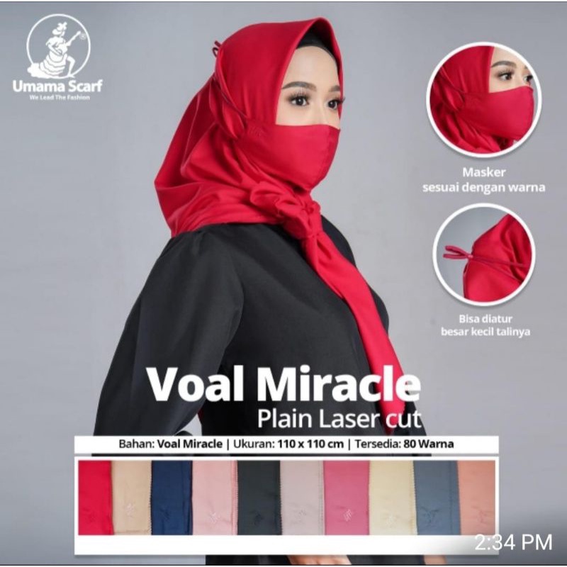 MURAH ! HIJAB PLAIN LC SQUARE BAHAN VOAL MIRACLE PREMIUM UMAMA LASER CUT JILBAB KERUDUNG SEGI EMPAT