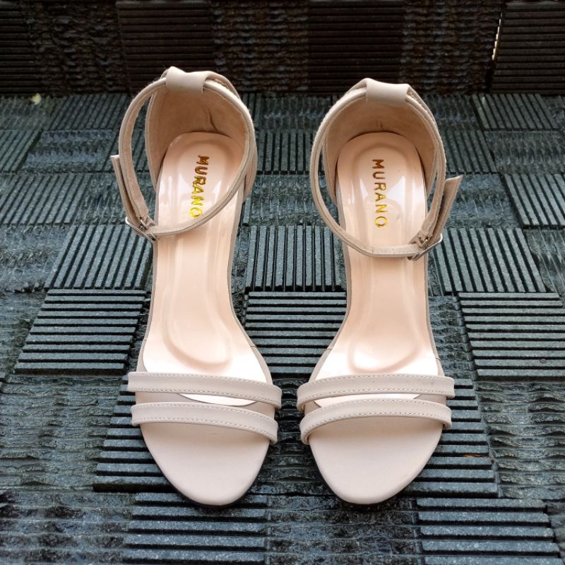 Murano Amora Cream Heels 10 cm Kualitas Premium Size 32-43