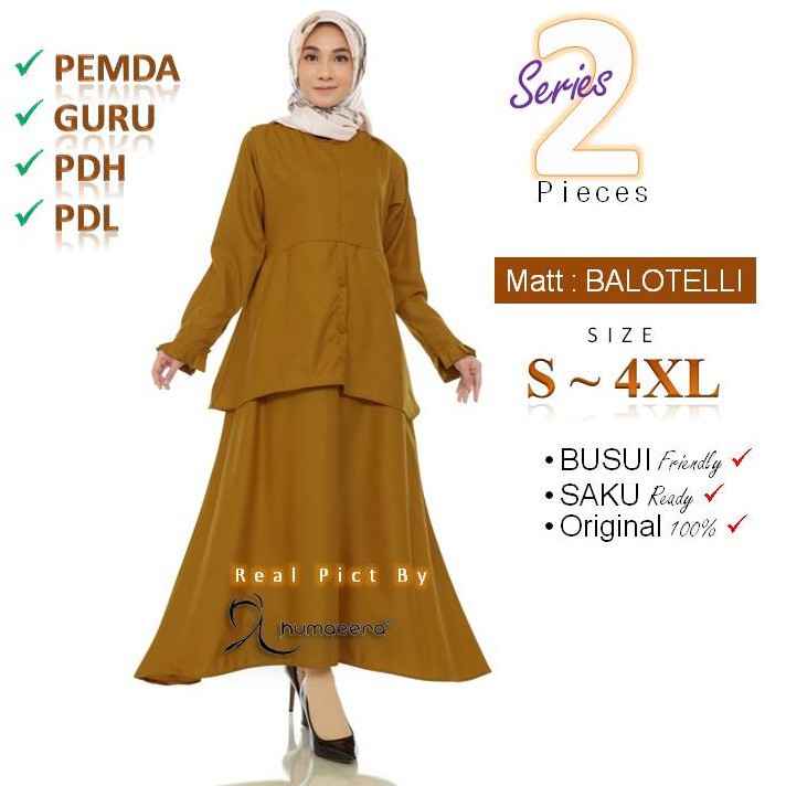 Gamis pns pdh pemda Khaki model setelan two pieces Seragam PNS PDH guru seragam pdl Khaki Balotelli