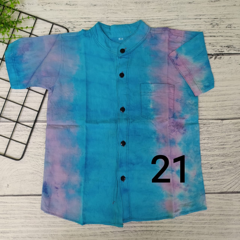 Kemeja Anak Tie dye Lengan Pendek Baju Atasan Anak Laki-Laki Motif Tie dye Terlaris