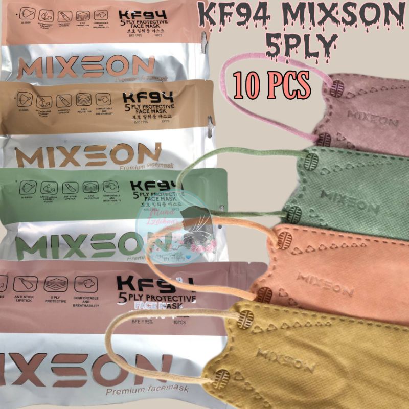 READY  MASKER MIXSON KF94 5 Ply Premium Earloop Warna Warni 10 Pcs 5Ply KF 94