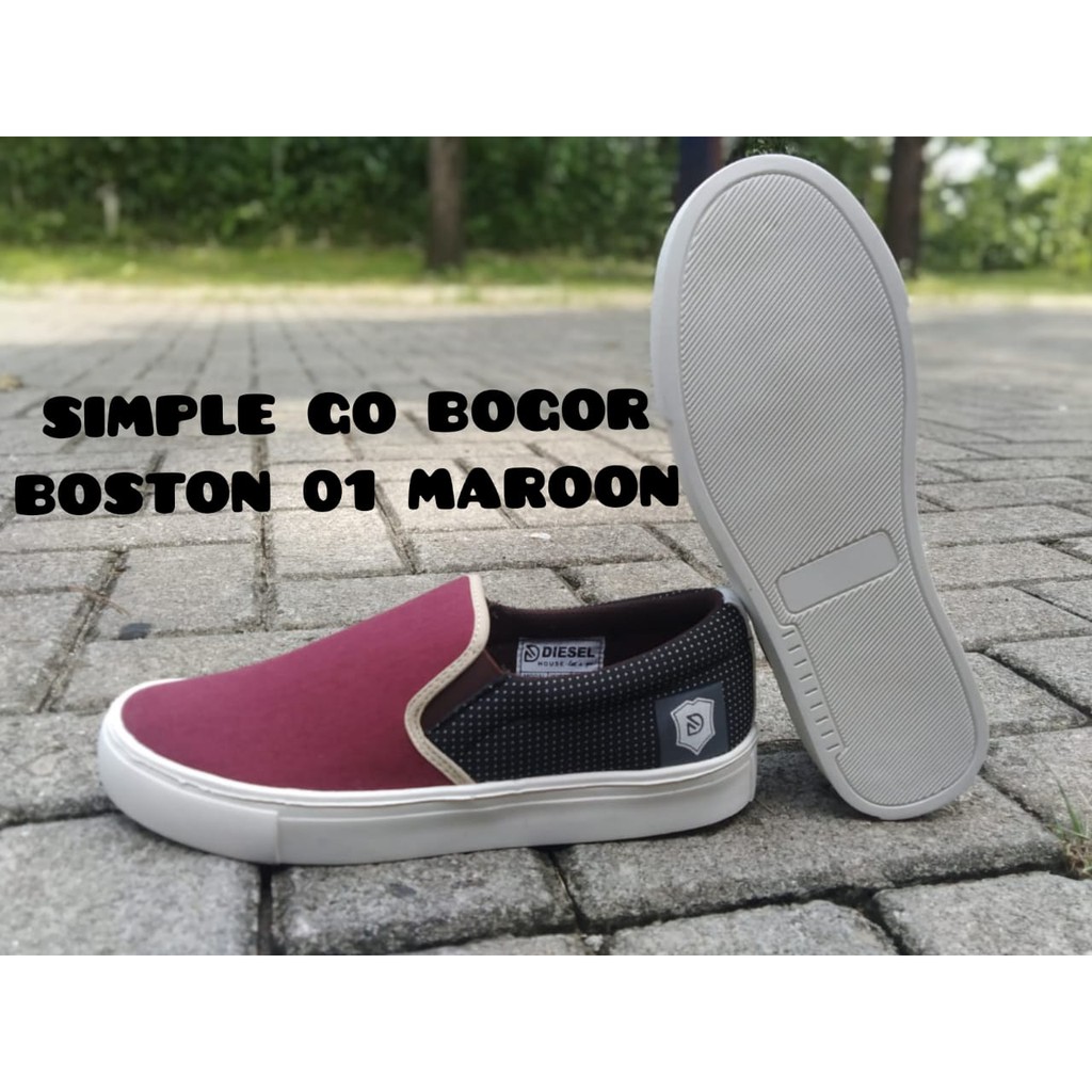 SEPATU SLIP ON PRIA BOSTON DIESEL BAHAN KANVAS INJECT ANTI SELIP 38-43