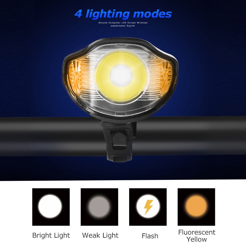 TaffSPORT Lampu Klakson Sepeda LCD Screen Waterproof + Speedometer