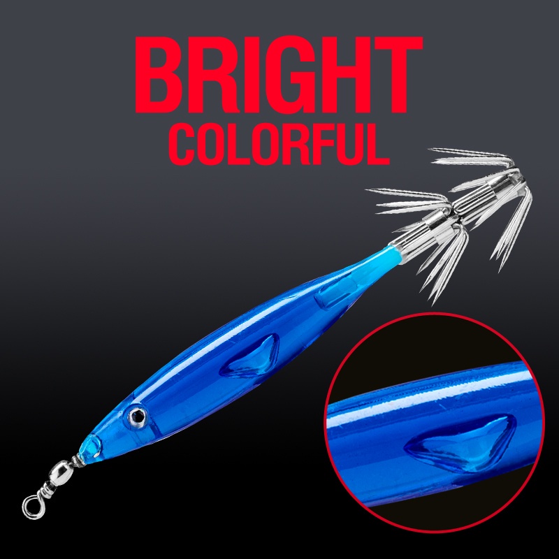 1pc Umpan Pancing Hardlure Bentuk Cumi-Cumi Mata 3D Luminous 8 Warna 6cm / 5g