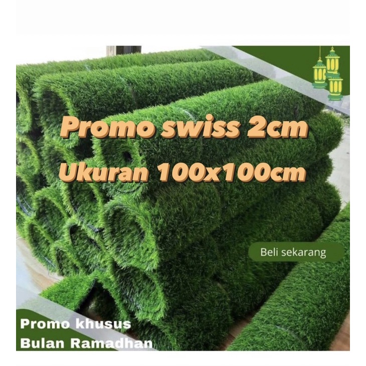 karpet rumput sintetis per roll ukuran 100x100cm tebal 2cm tipe swiss premium /rumput sintetis /rump