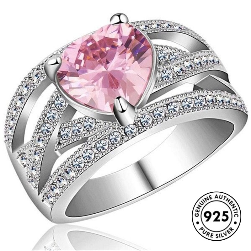 Cincin Sterling Silver 925 Bentuk Hati Elegan Untuk Wanita