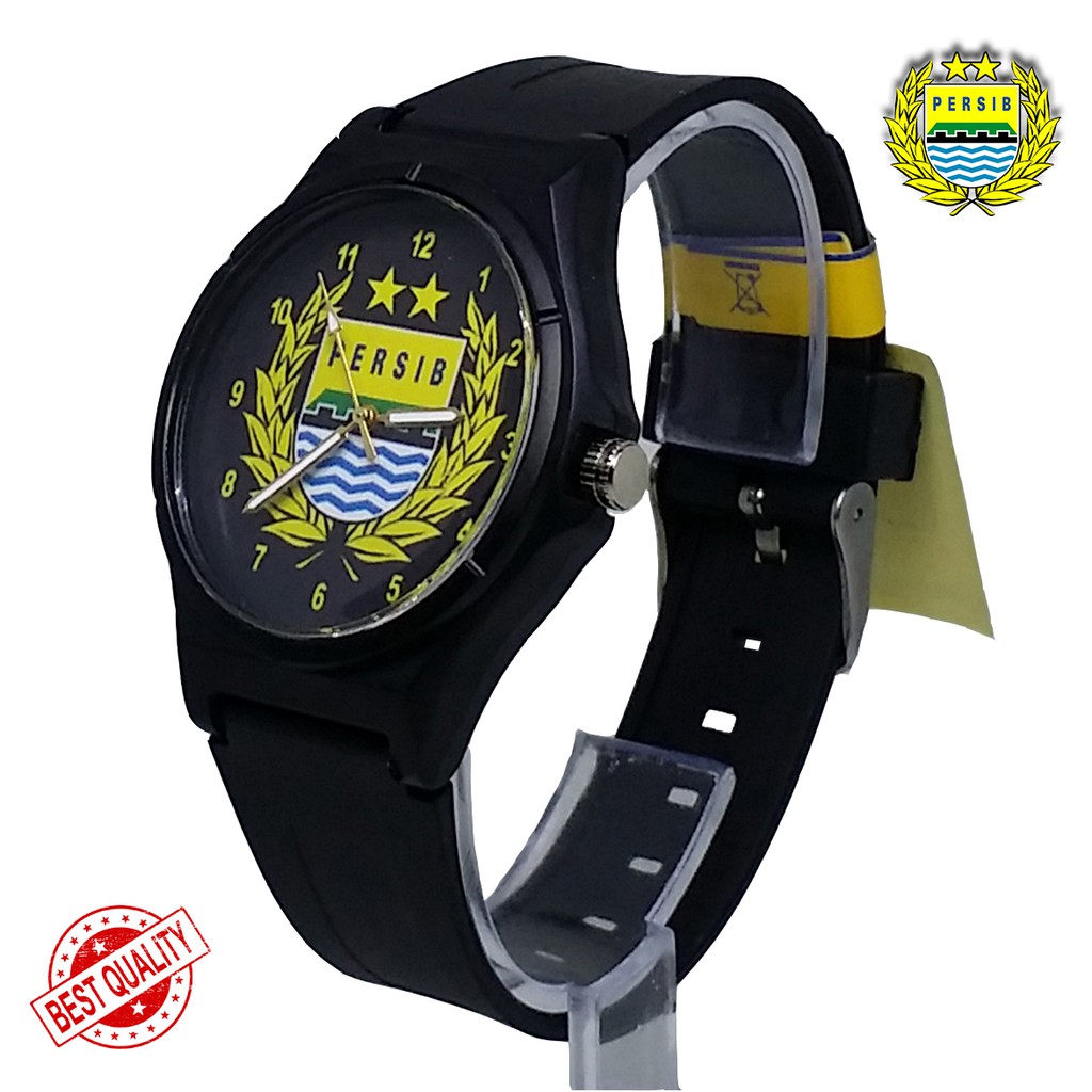 { BEST QUALITY } JAM TANGAN PERSIB ANTI AIR MOTIF PERSIB SAYAP HITAM