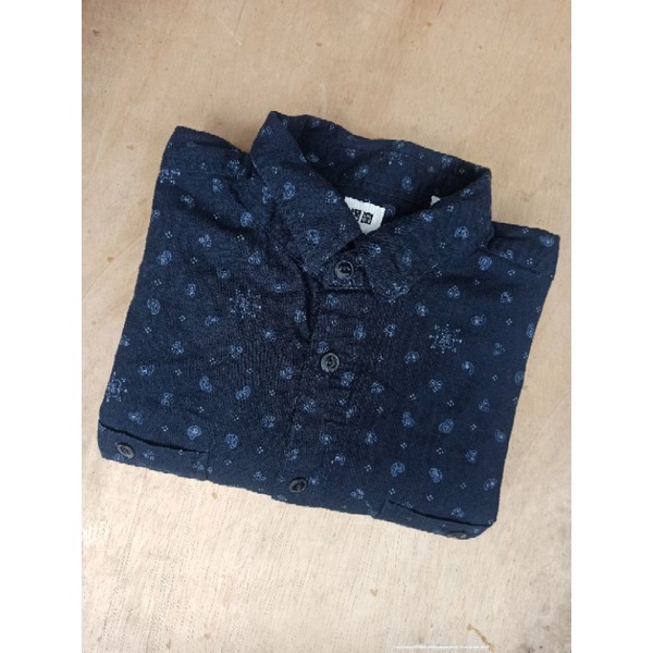 Kemeja Flannel Uniqlo Paisley L Navy