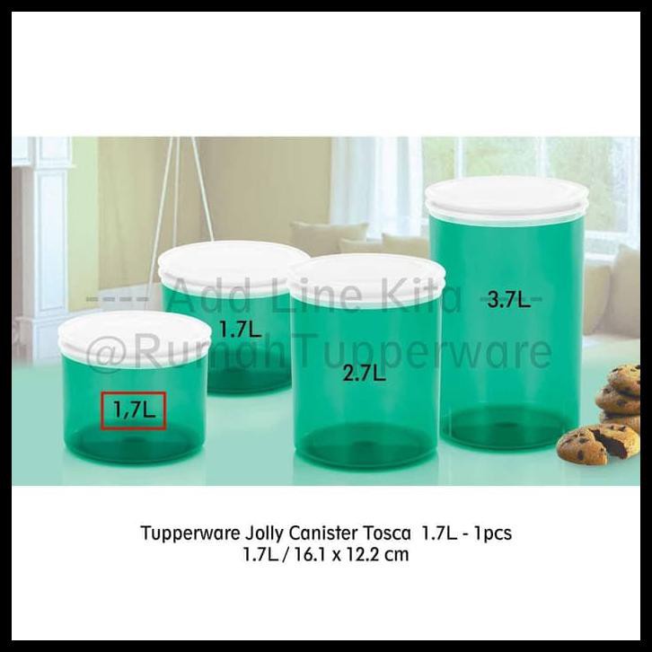 Tupperware Jolly Keeper Hijau Toska 1.7L (1Pc Toples)