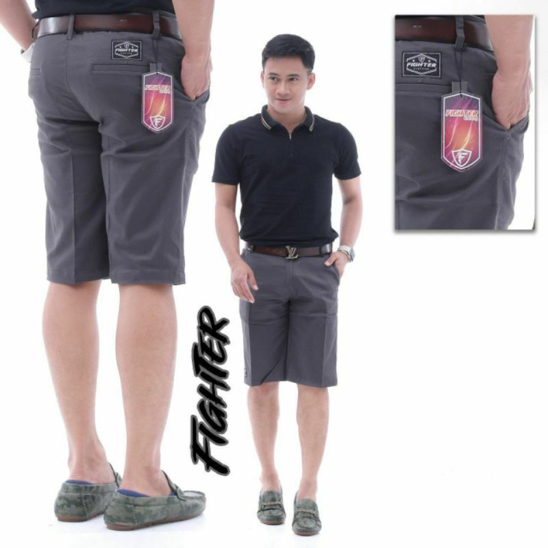 [BIG SIZE] Celana chino pendek pria mick warna cream mocca abu hitam