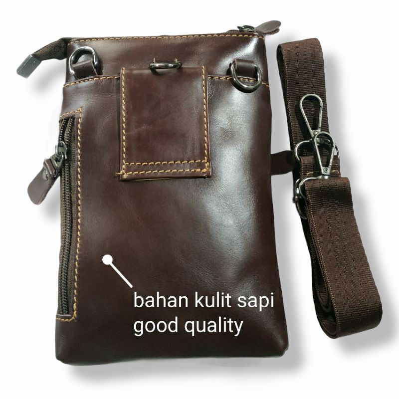 Tas Selempang Mini Slingbag Sling Bag Kecil Bahan Kulit Sapi