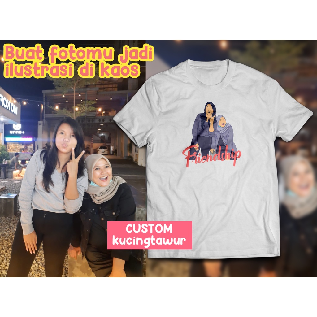 Desain Kaos Ilustrasi dari Gambar + Cetak Langsung di Kaos DTF DTG