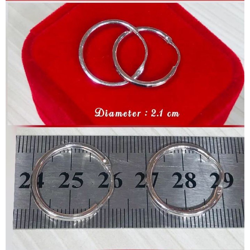 ANTING BULAT POLOS PERAK 925/PERHIASAN PERAK LAPIS EMAS PUTIH ALSI/AJ212