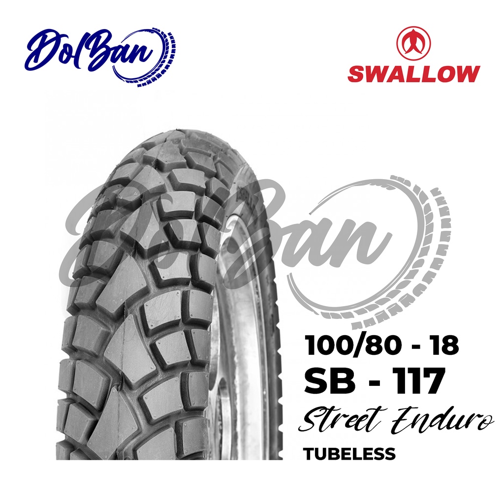 BAN LUAR MOTOR SWALLOW 100/80-18 RING 18 SB-117 STREET ENDURO TUBELESS