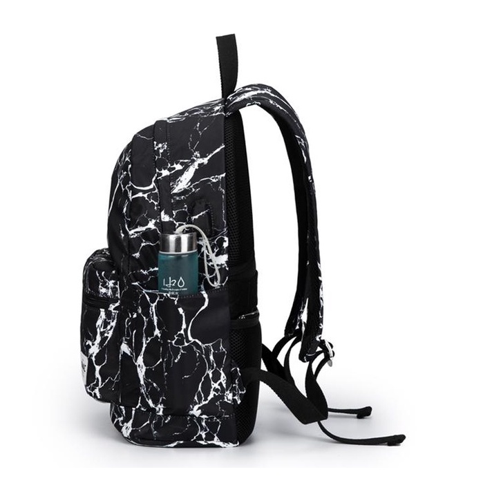 KINMAC BLACK MARBLE Tas Laptop Backpack Tas Ransel Tas Sekolah With USB Charging