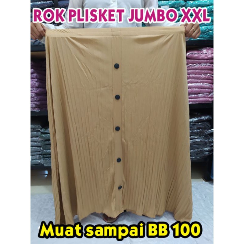 Rok plisket model kancing ukuran super jumbo xxl tebal