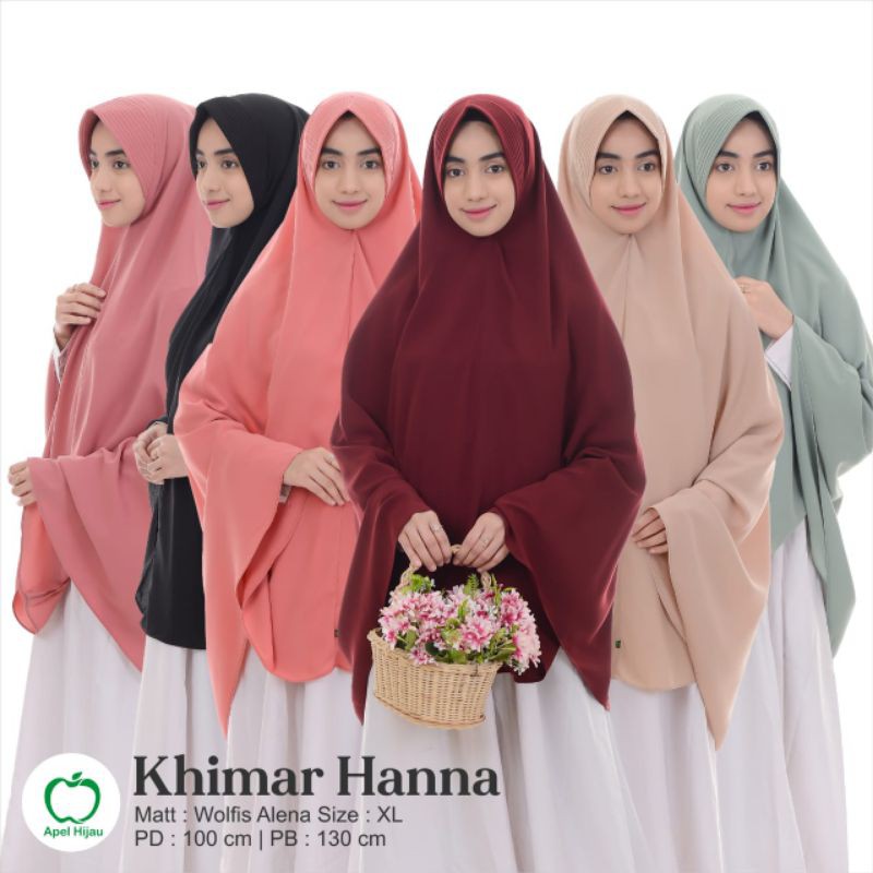 Hijab/Khimar Hanna syar'i Apel Hijau Hijab pet original simpel