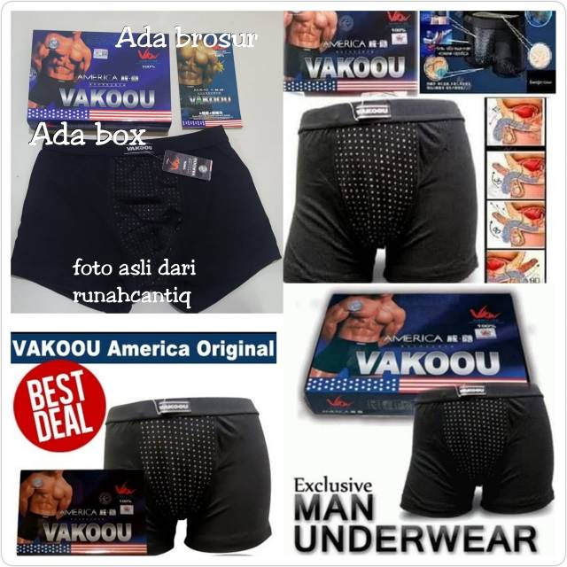 VAKOOU CELANA DALAM BOXER KESEHATAN PRIA ORIGINAL AMERICAN VAKOOU MAGNETIC FIBER