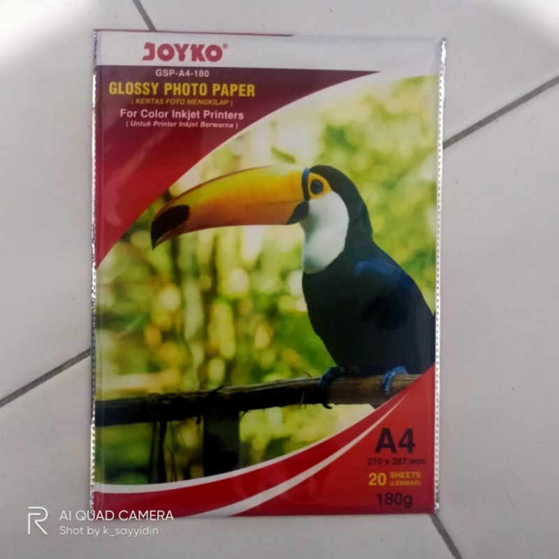 

Kertas Joyko Glossy Photo Paper A4 180g - Kertas Photo Joyko