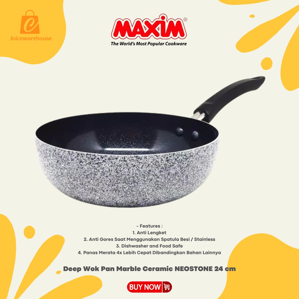 TEFLON MAXIM DEEP WOK 24 ANTI LENGKET NEOSTONE Marble Keramik