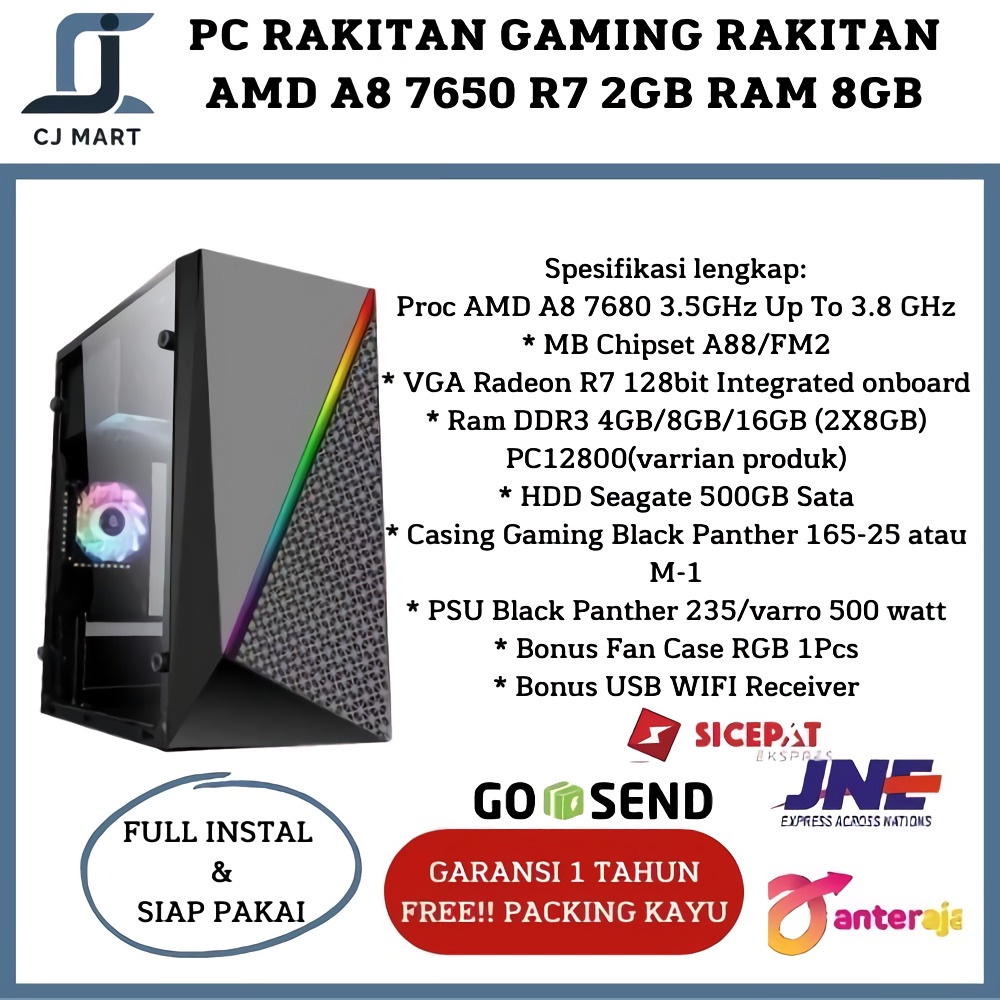 NEW PC Gaming/ KOMPUTER GAMING RAKITAN AMD A8 7650 R7 2GB RAM 8GB -4GB