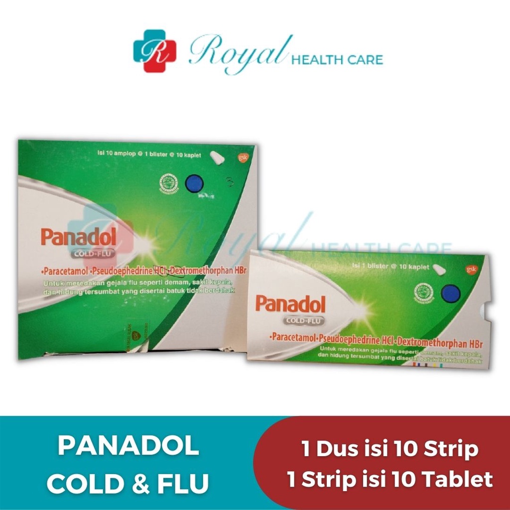 Panadol Cold dan Flu Box 100 Tab meredakan gejala Flu, Batuk &amp; Demam KEMASAN BARU