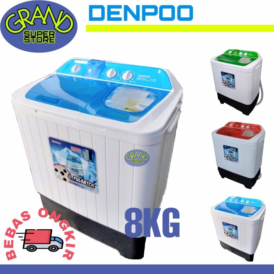 Mesin Cuci 2 Tabung Denpoo DW 8908 4P - BIRU-DW8908