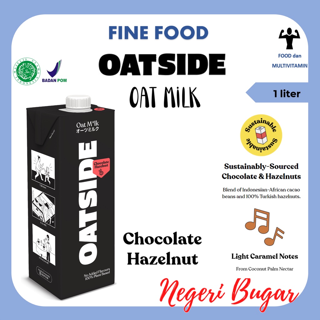 

Oat Milk Oatside 1 lt Susu Gandum - Chocolate Hazelnut
