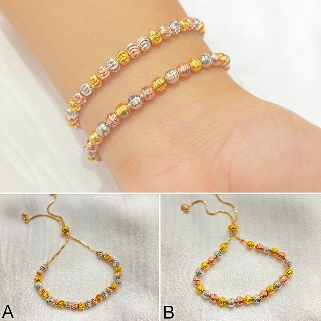 [COD] Gelang Serut Mix Bola Warna Motif Lapis Emas Perhiasan Fashion Import GLE-105