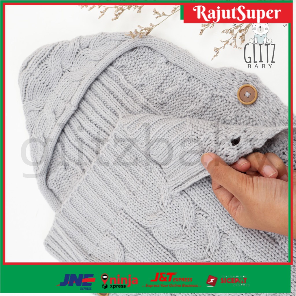 selimut bayi bedong instan topi rajut kupluk newborn sleeping bag lembut Glitzaksesoris GlitzBaby