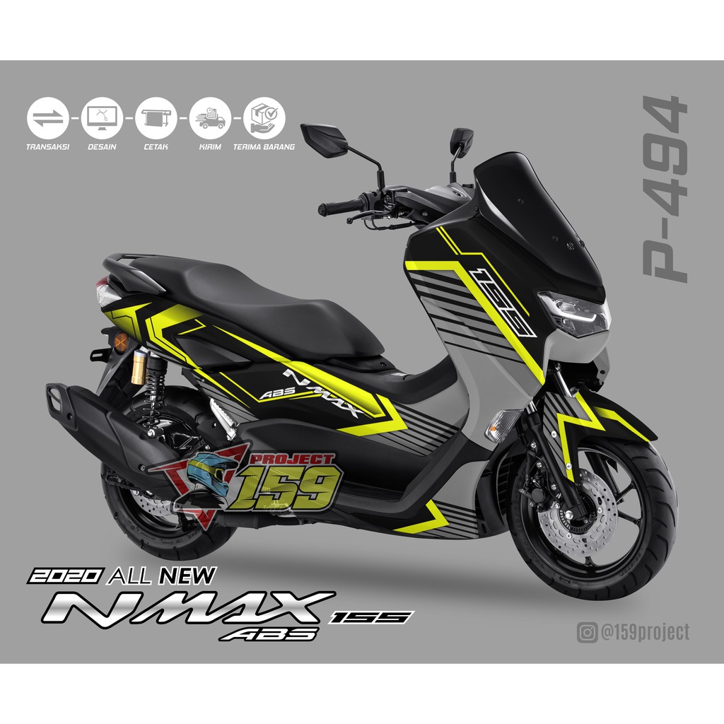 Sticker Decal All New NMAX 155 ABS 2020 - P-494 Black Lime Livery