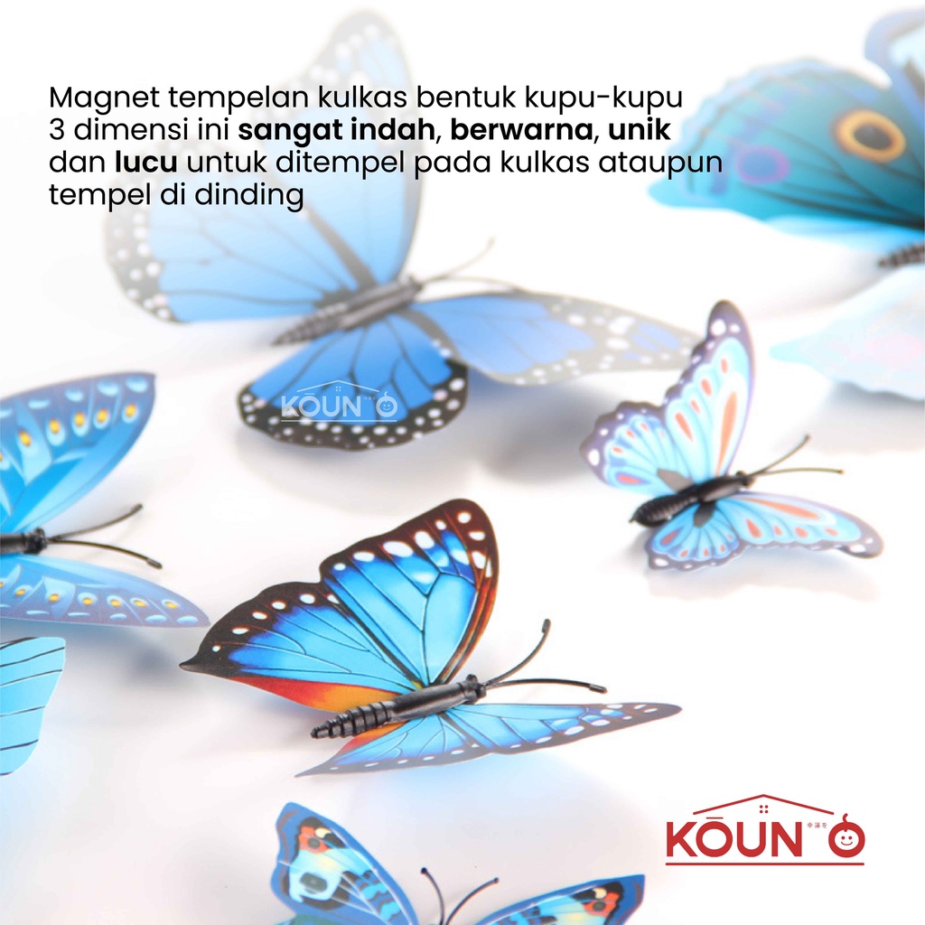 Stiker dan Magnet Tempelan Kulkas Dekorasi Dinding Tembok Motif Kupu Kupu 3D Wall Sticker Butterfly