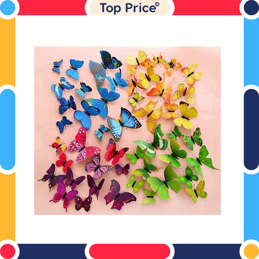 Topprice Stiker Dinding 3D Motif Kupu - Kupu 12 Pcs / Wall Sticker Hias Butterfly 1 set 12 U97