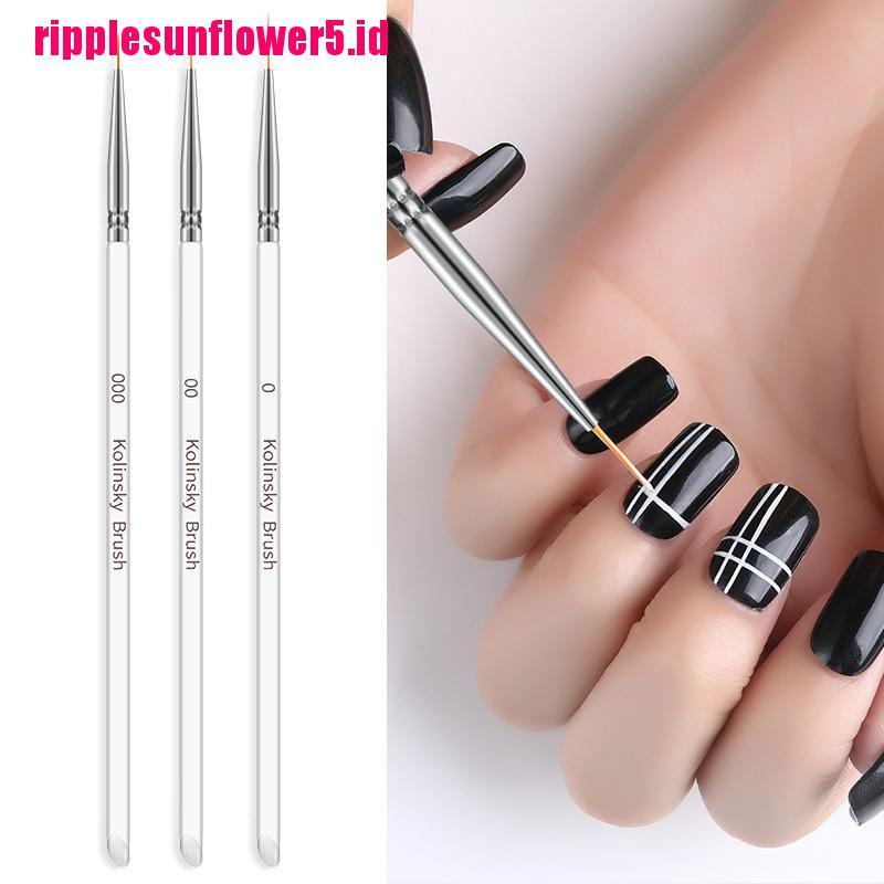 3pcs / set Pen Brush Untuk Menggambar / Melukis Kuku DIY