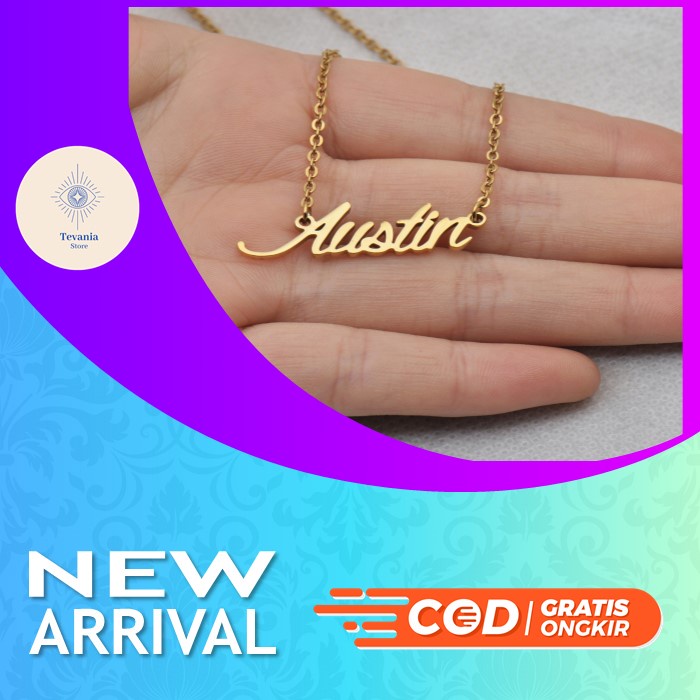 kalung nama lapis emas24k free ukir nama anti karat