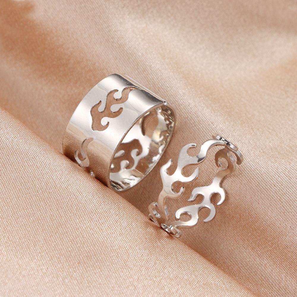 Preva Flame Ring Engagement 2 Pcs Fashion Perhiasan Pernikahan Cincin Pasangan Romantis Yang Dapat Disesuaikan