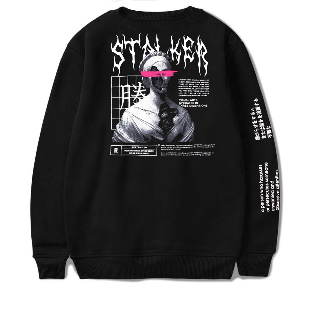 Stalker Sweater Crewneck - Visual Art Hitam