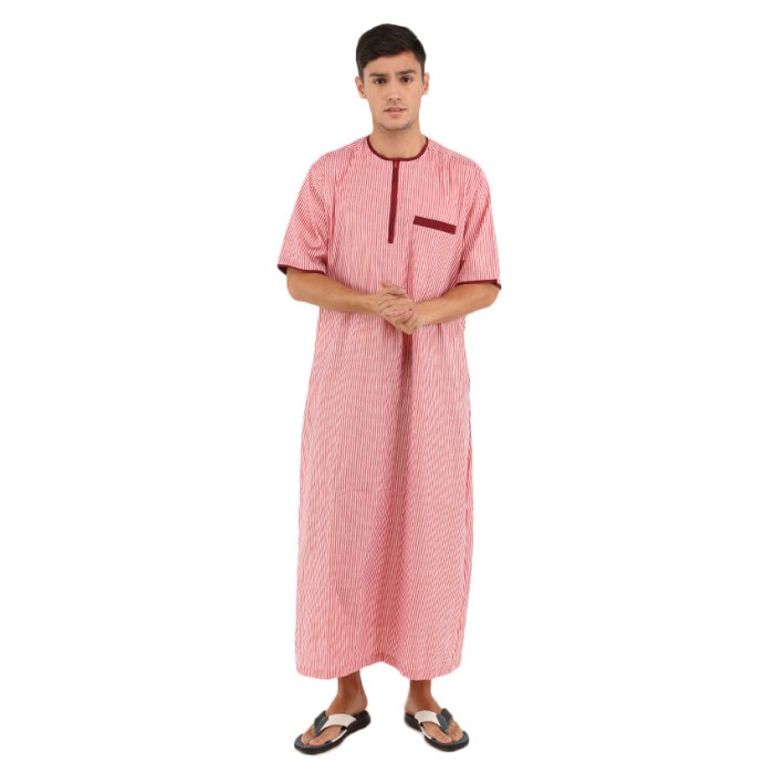 GAMIS PRIA DUBAI LENGAN PENDEK - MERAH LIRIS, XL