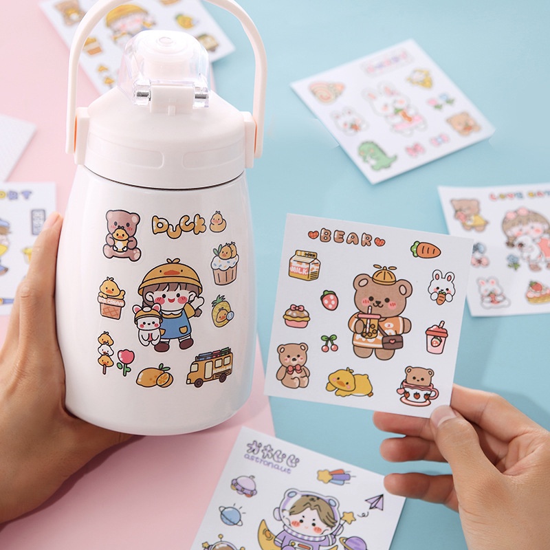 TERBARU COD Sticker Karakter Lucu Motif Korea Stiker Aesthetic Botol Cup Ponsel Serbaguna STC02 R2a